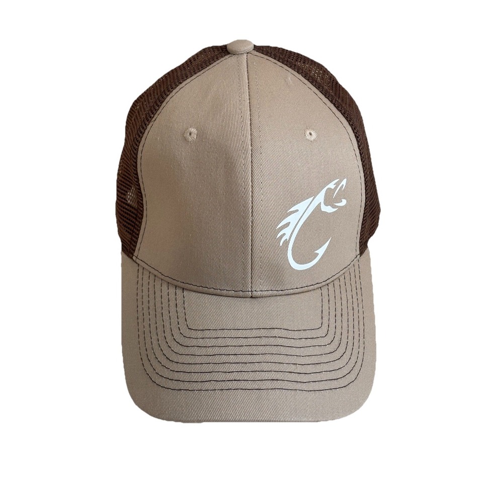 Baseball Cap Mens Snapback Adjustable Mesh Trucker Hat Tan Trout Bass Fishing